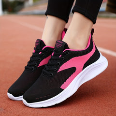 Women's Mesh Sneakers Letter Patched Lace Up Running Shoes