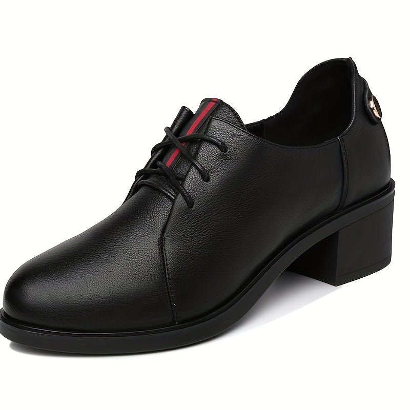 Women's Block Heel Pumps Lace-Up Office Business Mid Heels