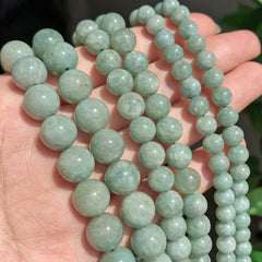 Burmese Jade Stone Beads 6-10mm Smooth Round Spacer for Jewelry Making