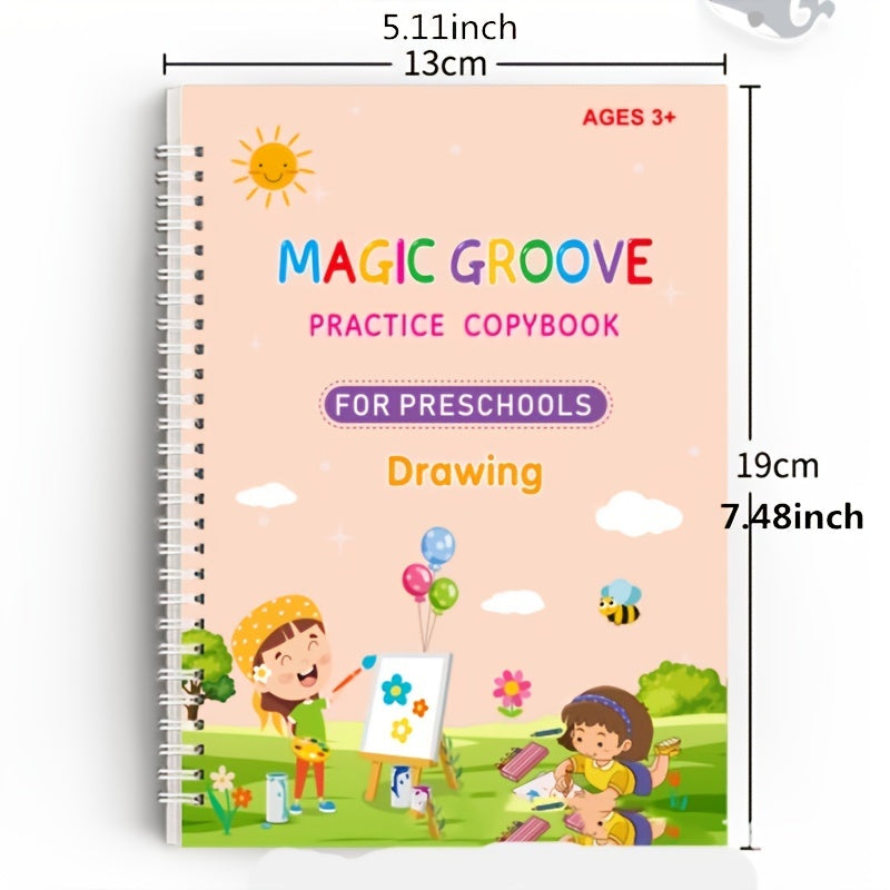 4 Pack Large Reusable Handwriting Practice Copybook For Kids