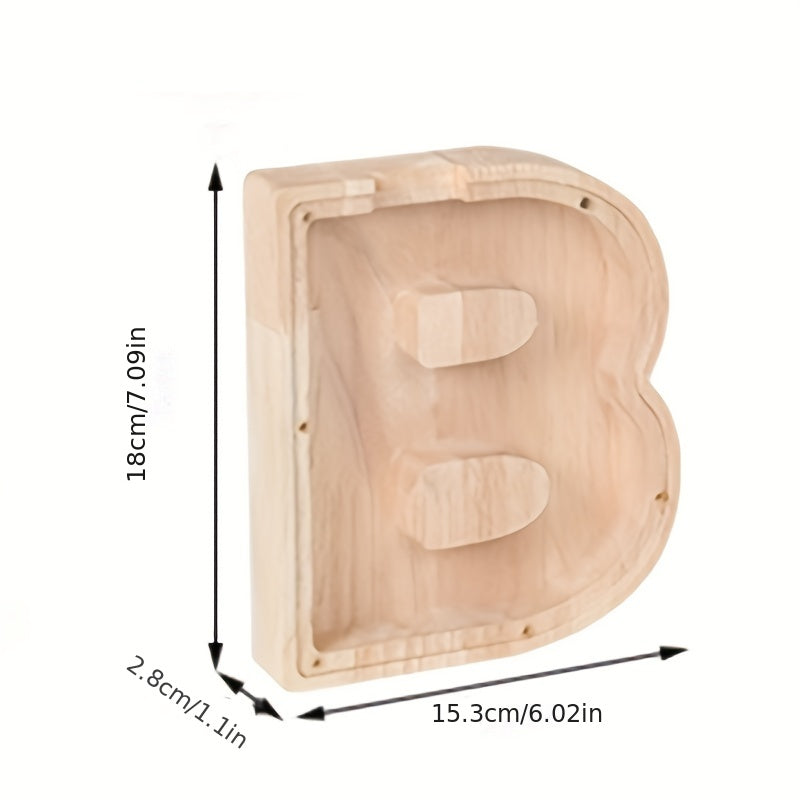 Wooden Piggy Bank Coin Piggy Bank DIY Children Letter Decorated Gift
