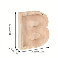 Wooden Piggy Bank Coin Piggy Bank DIY Children Letter Decorated Gift