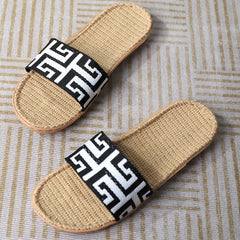 Women's Colorful Knit Strap Sandals Slip On Open Toe Flat Shoes