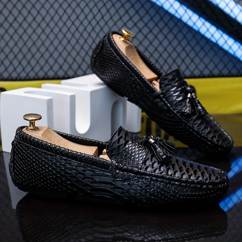 Men's Fish Scale Tassel Loafer Shoes Moccasins Non-slip Slip On Shoes