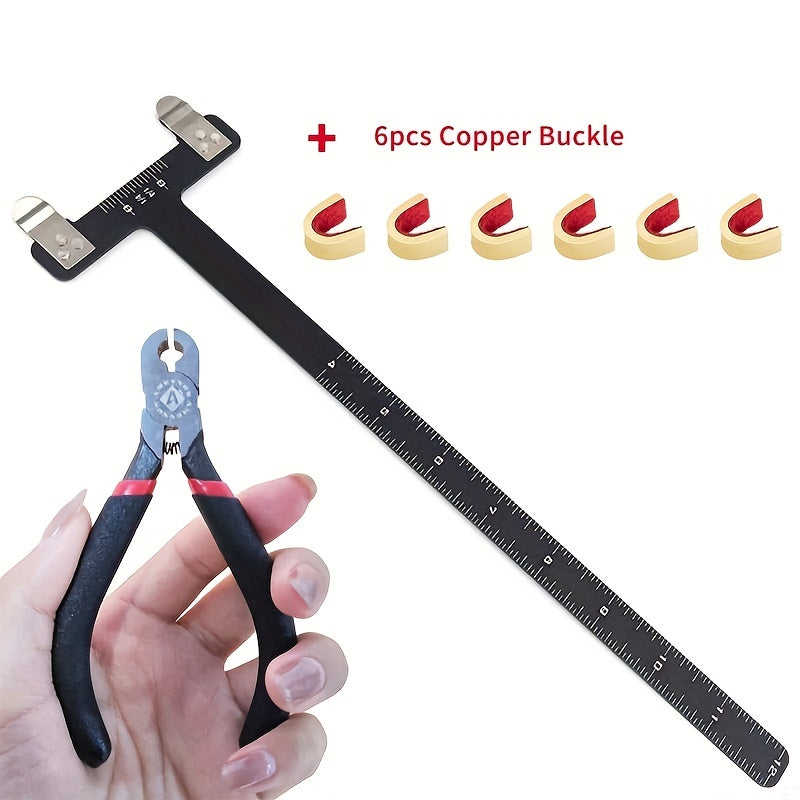Archery Bow Square T Shape Ruler with Copper Buckle Set