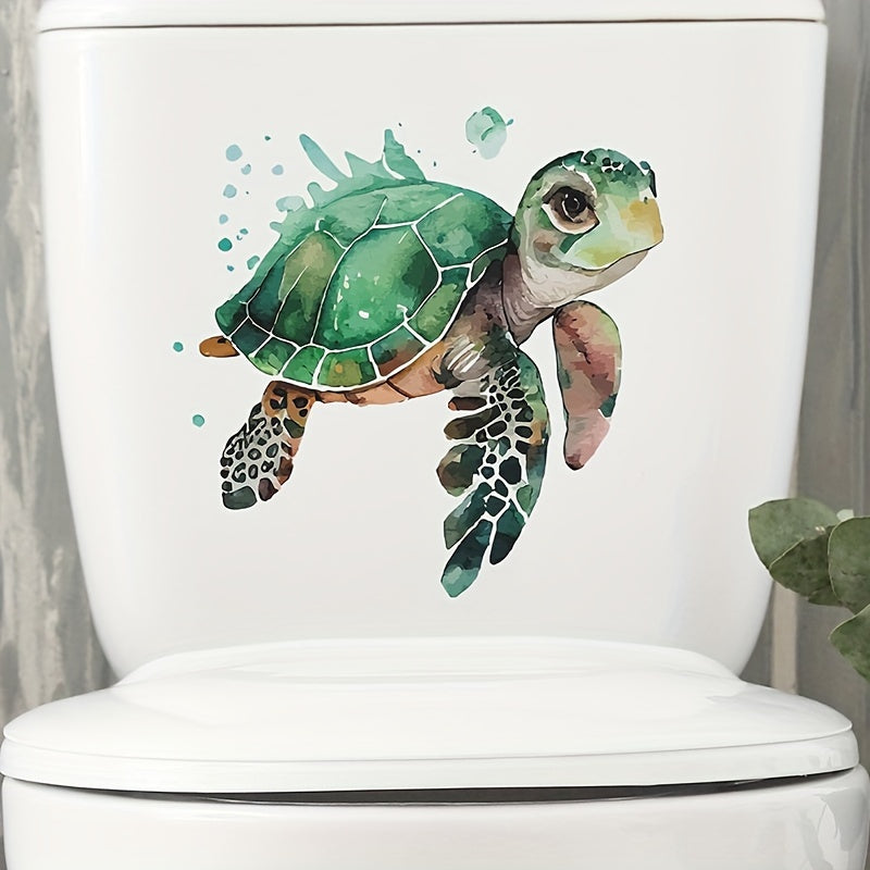 Watercolor Turtle Toilet Sticker Self-adhesive Waterproof PVC 29x11.4inch