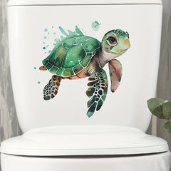 Watercolor Turtle Toilet Sticker Self-adhesive Waterproof PVC 29x11.4inch