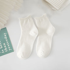 6 Pairs Teenager's Solid Knitted Socks Soft Crew Socks For Outdoor