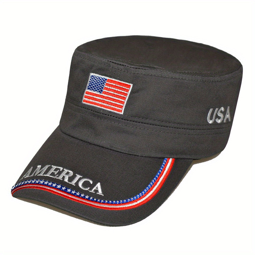 Men's Sunscreen Flag Flat Cap Outdoor Travel Military Long Hat