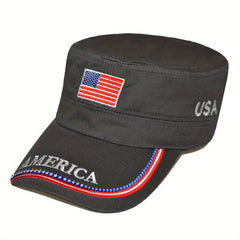Men's Sunscreen Flag Flat Cap Outdoor Travel Military Long Hat