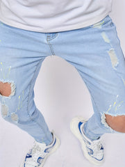 Slim Fit Ripped Jeans Mens Casual Street Style High Stretch Denim Pants