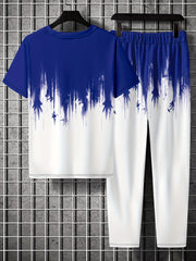 Men's 2 Piece Outfits Short Sleeve T shirt & Jogger Pants Set