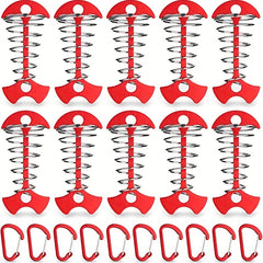 10 Red Deck Anchor Pegs Carabiners Windproof Aluminum Tent Stakes
