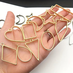 56Pcs Metal Geometric Frame Charm for DIY Jewelry Making