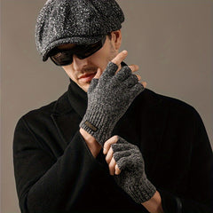 Men's Wool Half-finger Gloves - Winter Warmth, Windproof
