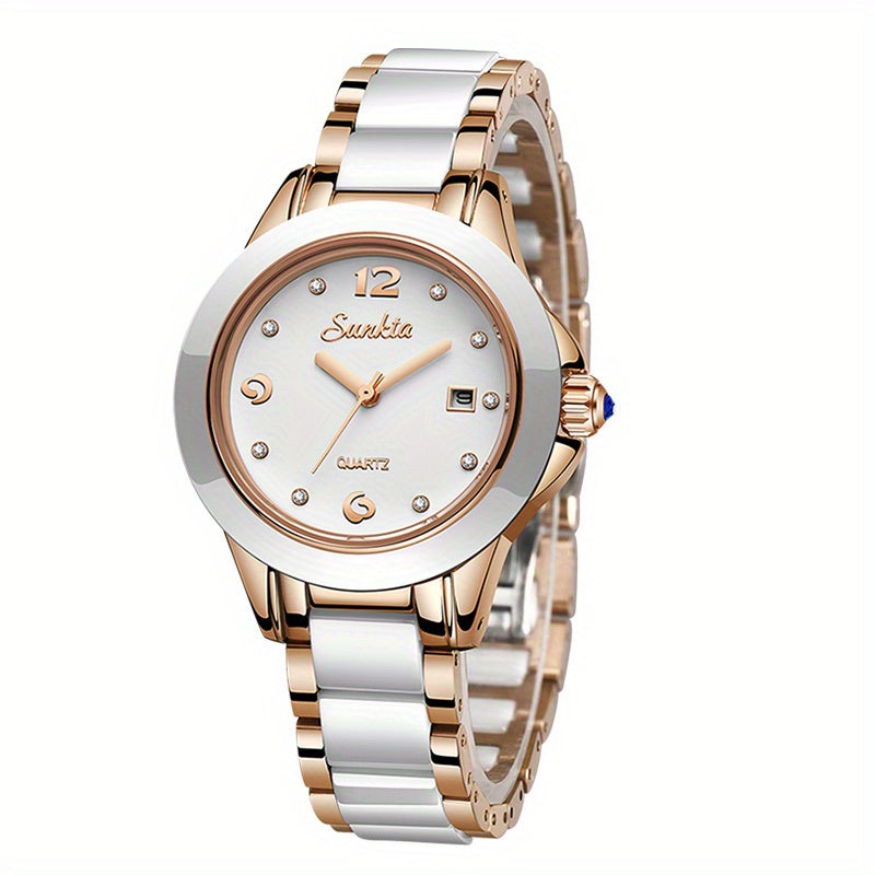 LIGE Schoolgirl Ceramic Watch Girl Quartz Watch Calendar Waterproof Wrist Watch