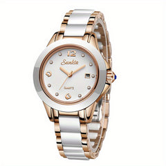 LIGE Schoolgirl Ceramic Watch Girl Quartz Watch Calendar Waterproof Wrist Watch