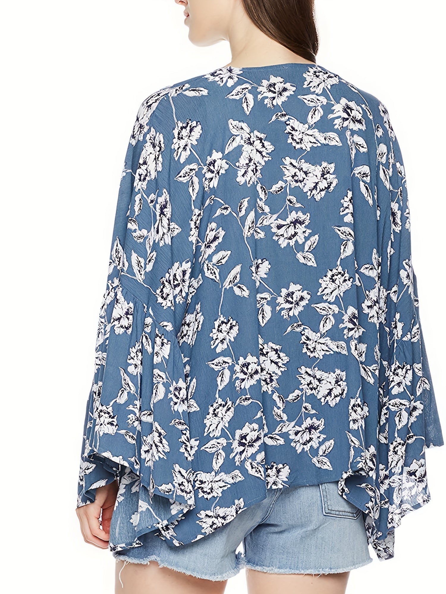 Floral Print Beach Cover Up Kimono Cardigan Women's Swimwear