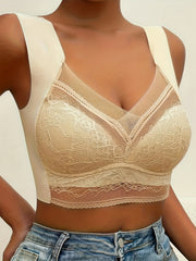 3pcs Full Coverage Lace Wireless Bras Women's Lingerie