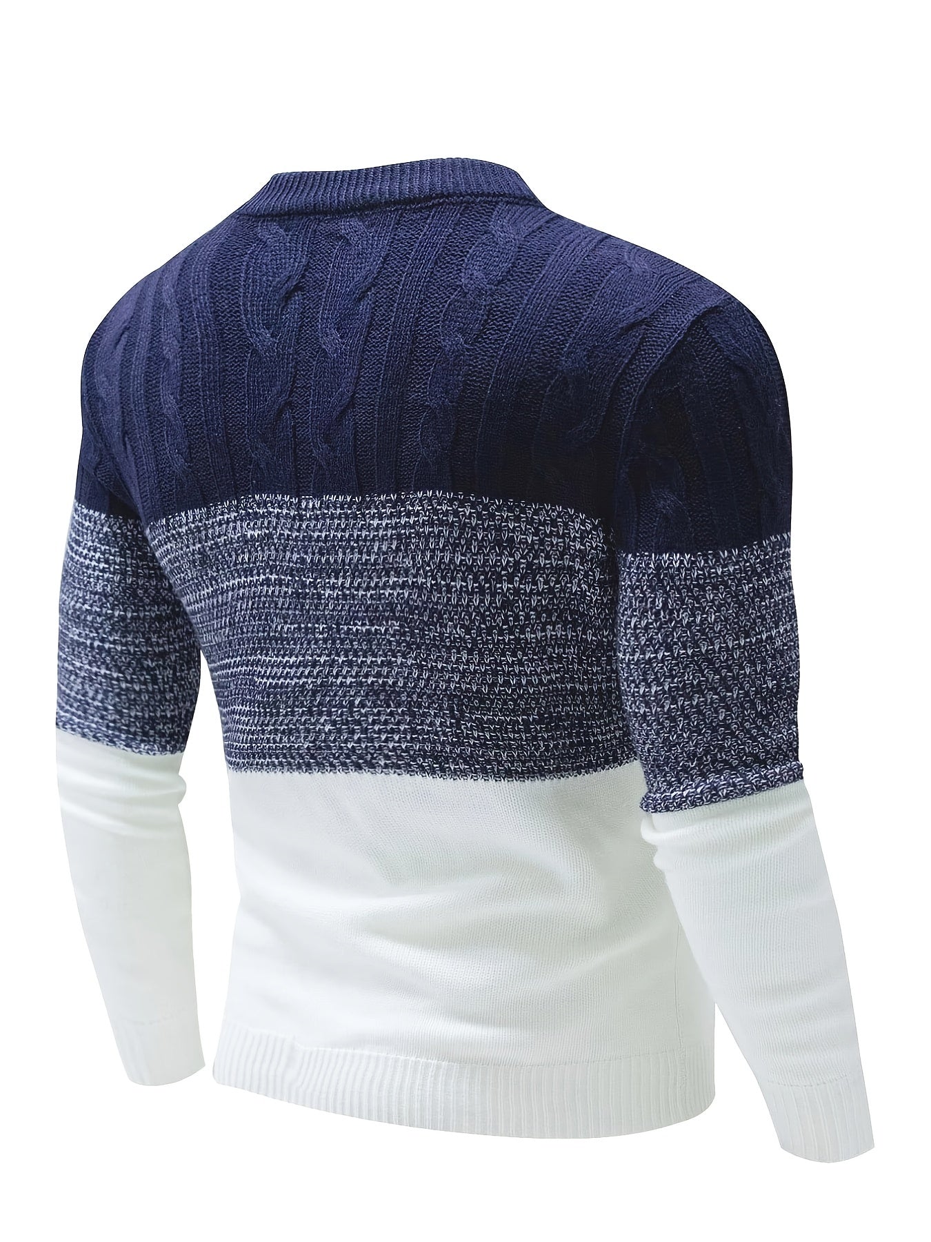 Men's Knitted Cable Sweater Warm Crew Neck Pullover for Fall Winter