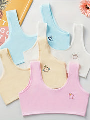 4pcs Girls Cartoon Bras Vests for Primary School Students