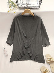 Solid Long Sleeve Open Front Cardigan