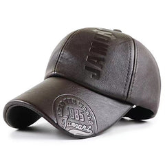 PU Leather Baseball Cap Women Men Letters Embossed Casual Hats