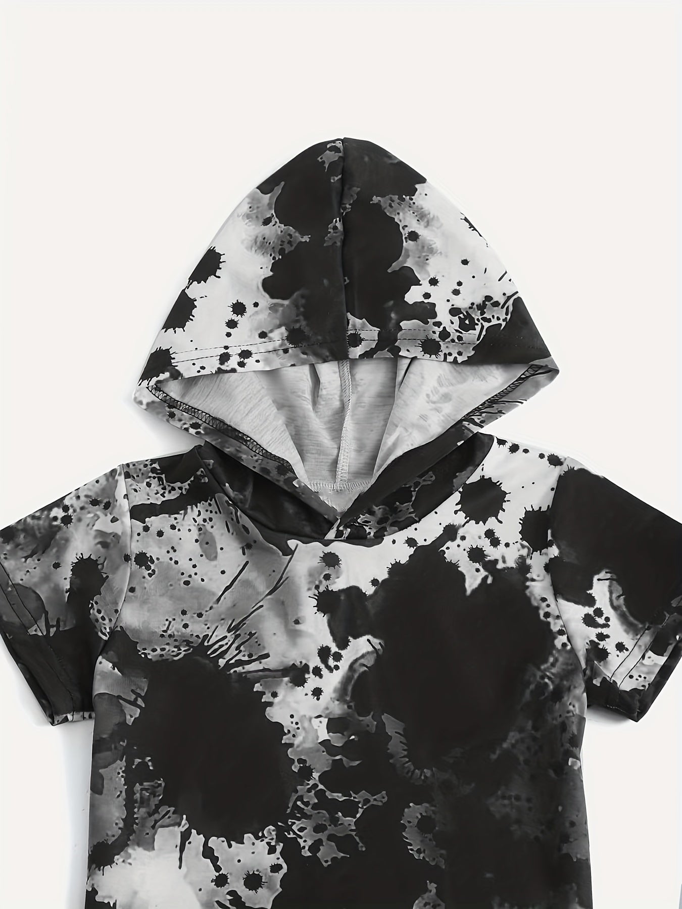 Boys Teen Graphic Print Hooded T shirt & Shorts Set for Summer
