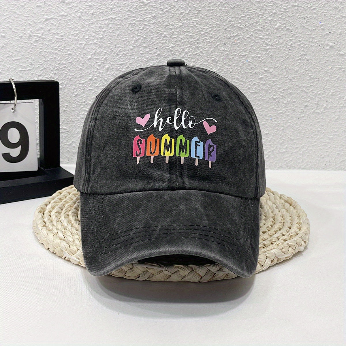 Summer Print Baseball Cap Washed Distressed Cotton Dad Hat