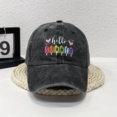 Summer Print Baseball Cap Washed Distressed Cotton Dad Hat