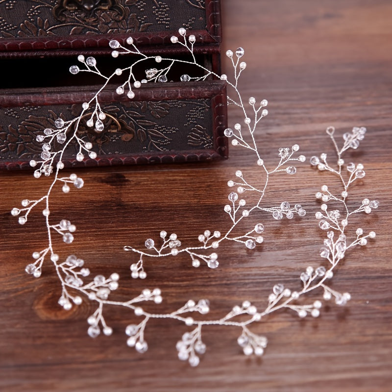 Crystal Bride Wedding Hair Vine Silver Pearl Bridal Headband