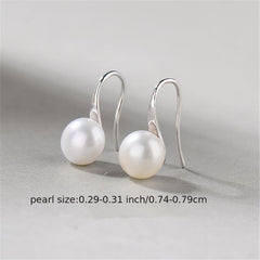 925 Silver Freshwater Pearl Drop Earrings Formal Dress Banquet Accessories
