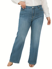 Washed Button Fly Wide Leg Jeans