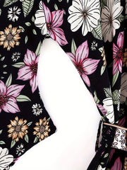 Floral Print Boho Style Cover Up Kaftan Long Kimono Sleeve