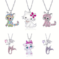6pcs Pastel Crystal Necklaces for Teen Girls