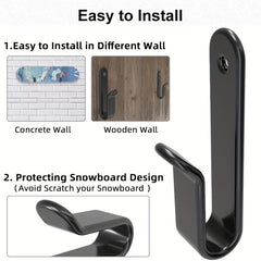 2pcs Horizontal Snowboard Clips Wall Mounted Display Rack