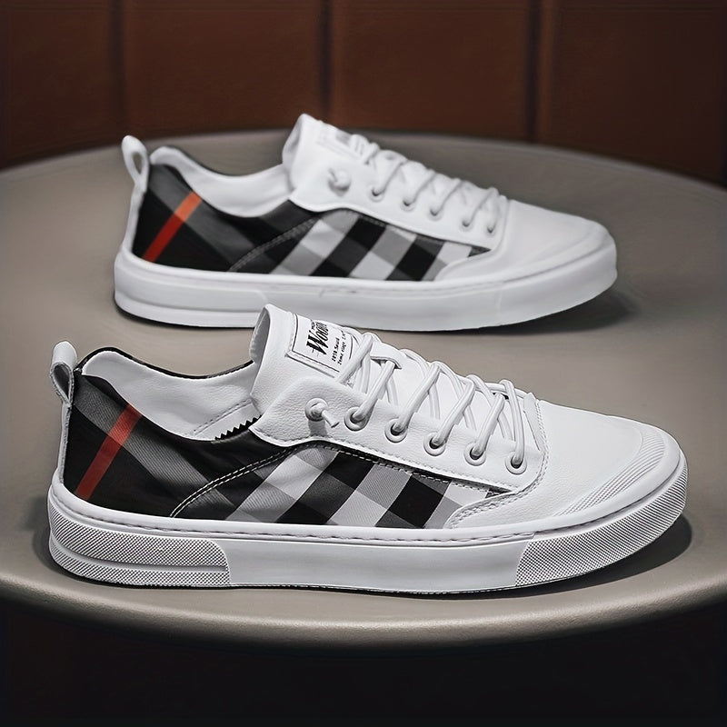 Plaid Skate Shoes Non Slip Sneakers Men's Footwear