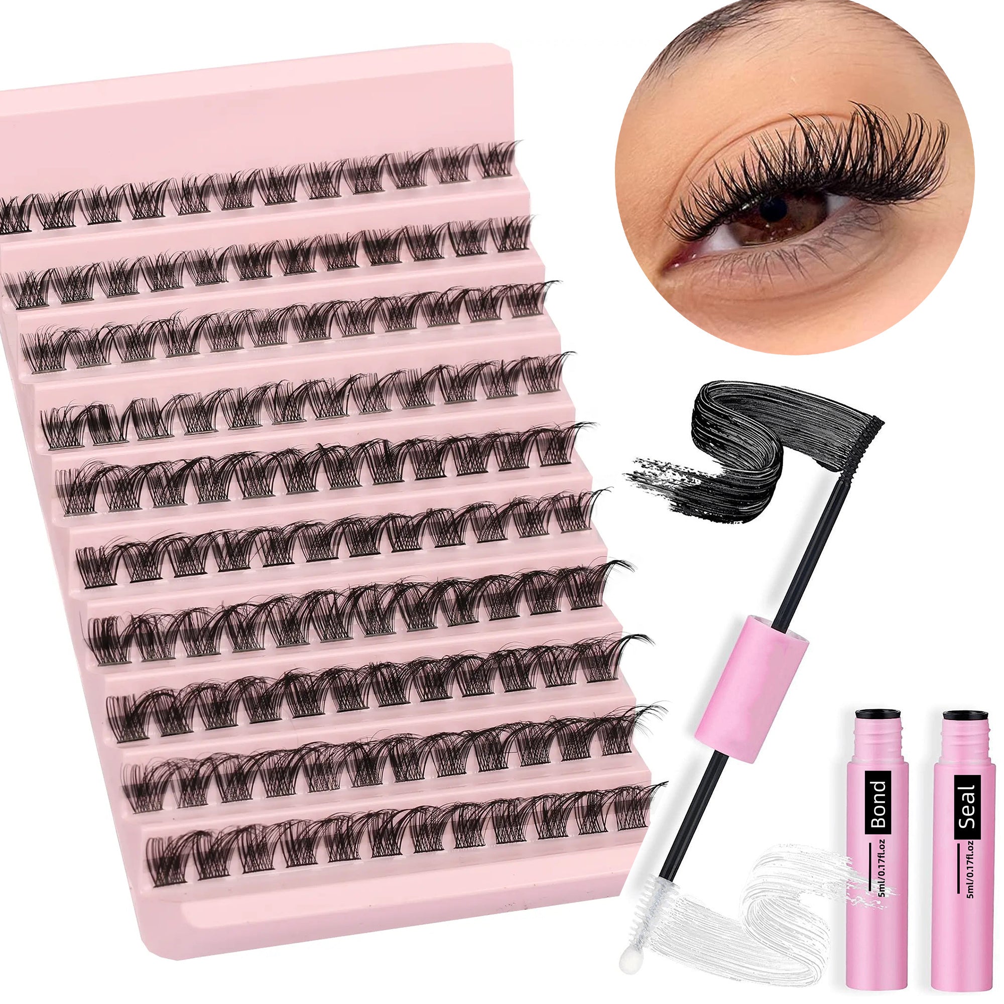 120pcs DIY Eyelash Extension Kit D Curly Wispy Thick Lashes 8-16mm Easy to Use