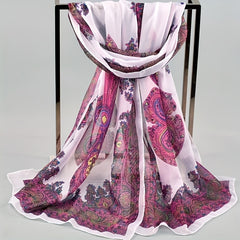 Boho Paisley Print Chiffon Scarf Vintage Gauze Shawl Women