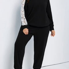 Contrast Lace Top & Joggers Set
