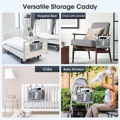 Gray Bedside Caddy for Beds and Dorms