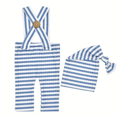 Baby Stripe Romper & Hat Set for Newborn Photography Props