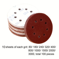 50-100pcs 5in 8 Hole Polished Red Sandpaper 121MM Velvet Sandpaper Sheet