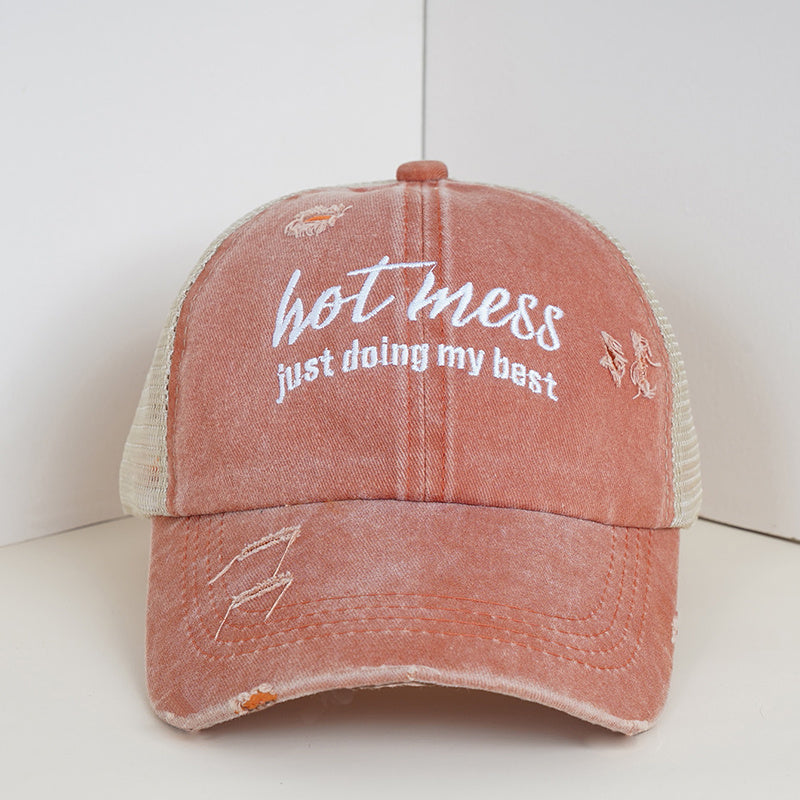 Horsetail Washed Baseball Cap Women's Cap Christmas Gift For Her