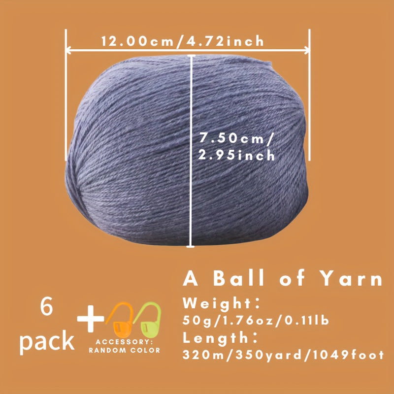 6pcs High Cashmere Thread 60 Cashmere 20 Acrylic 20 Viscose