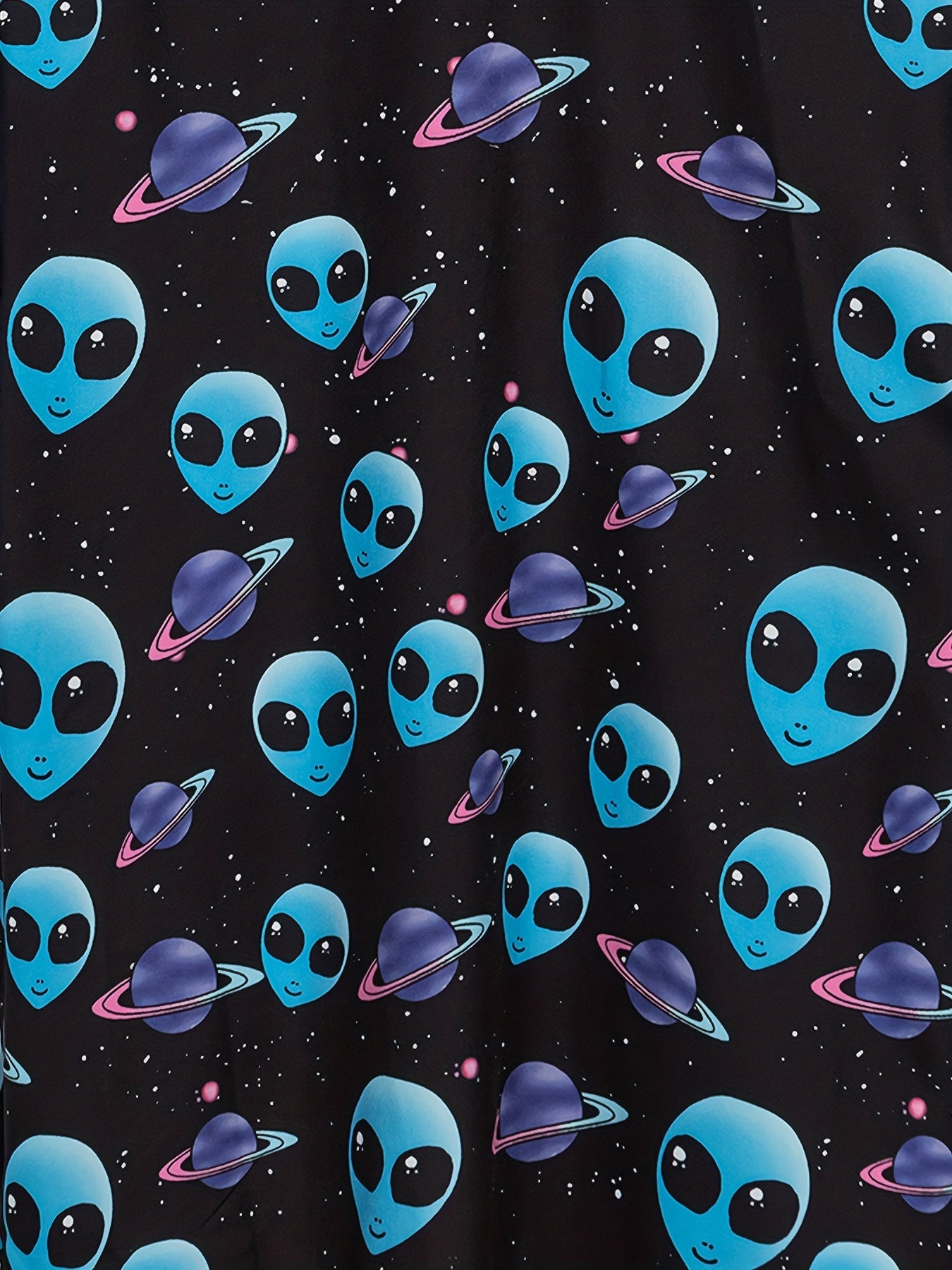 Alien Print Men's Short Sleeve Shirt for Summer Vacation