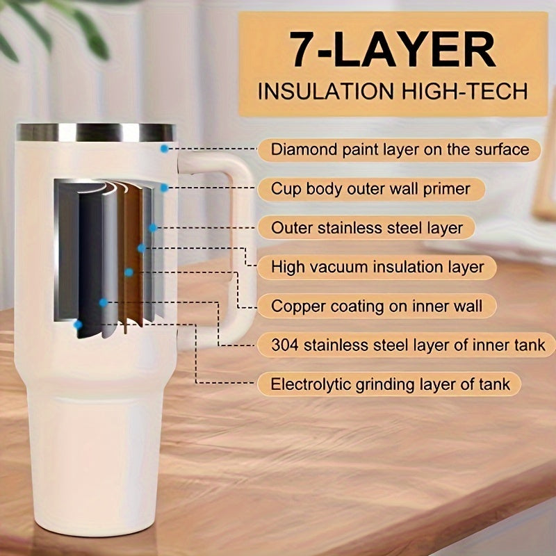40oz Stainless Steel Water Bottle Insulated with Handle & Straw Lid