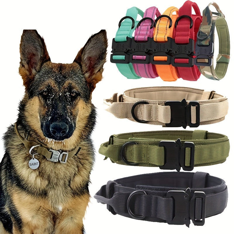 Heavy Duty Tactical Dog Collar with Handle for Training