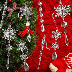 10pcs Acrylic Snowflakes Icicle Hanging Decoration Christmas Tree Supplies