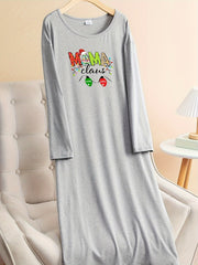 Christmas Lounge Dress Women's Plus Bell & Letter Graphic Long